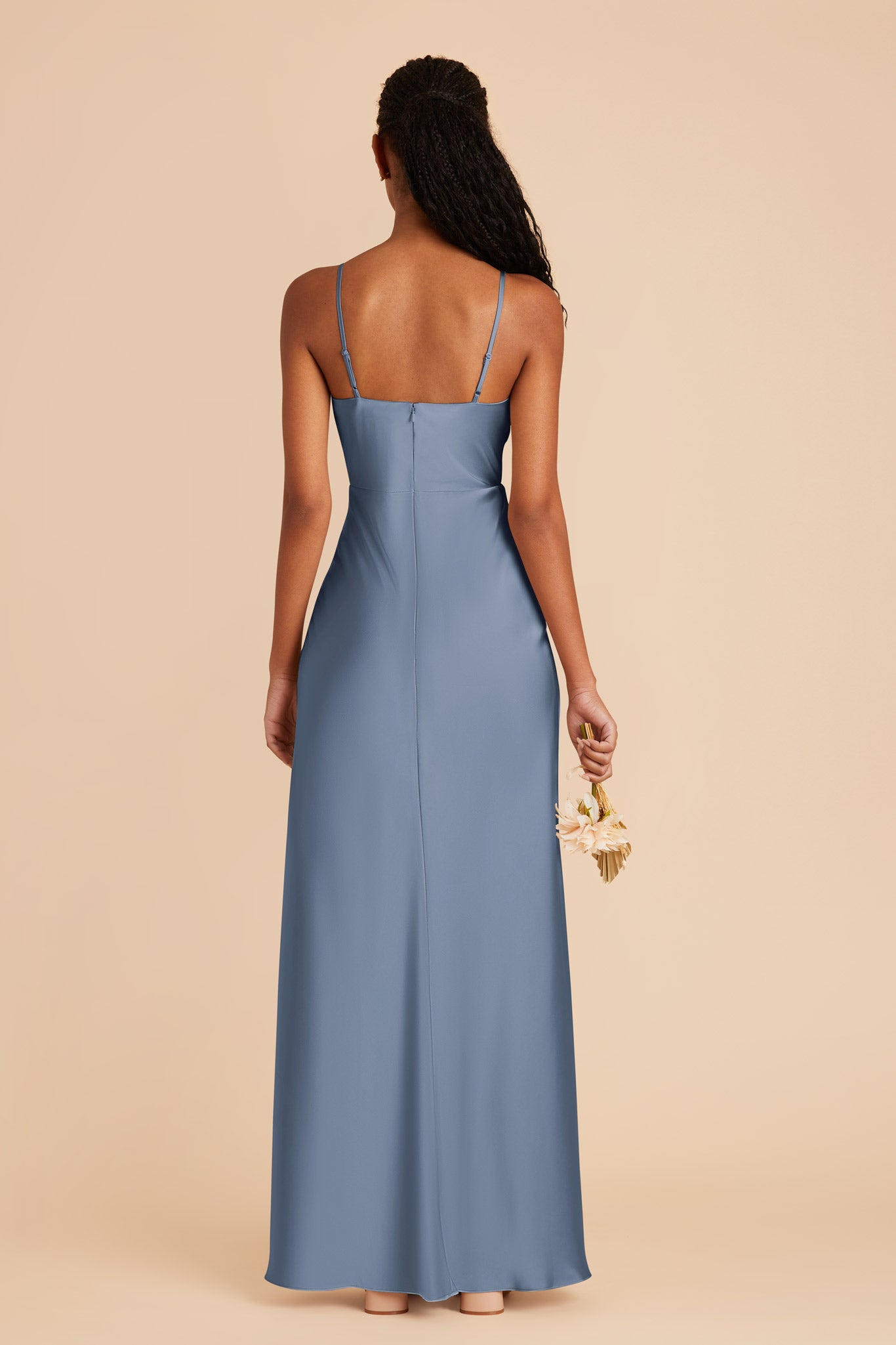 French Blue Lisa Long Matte Satin Dress by Birdy Grey