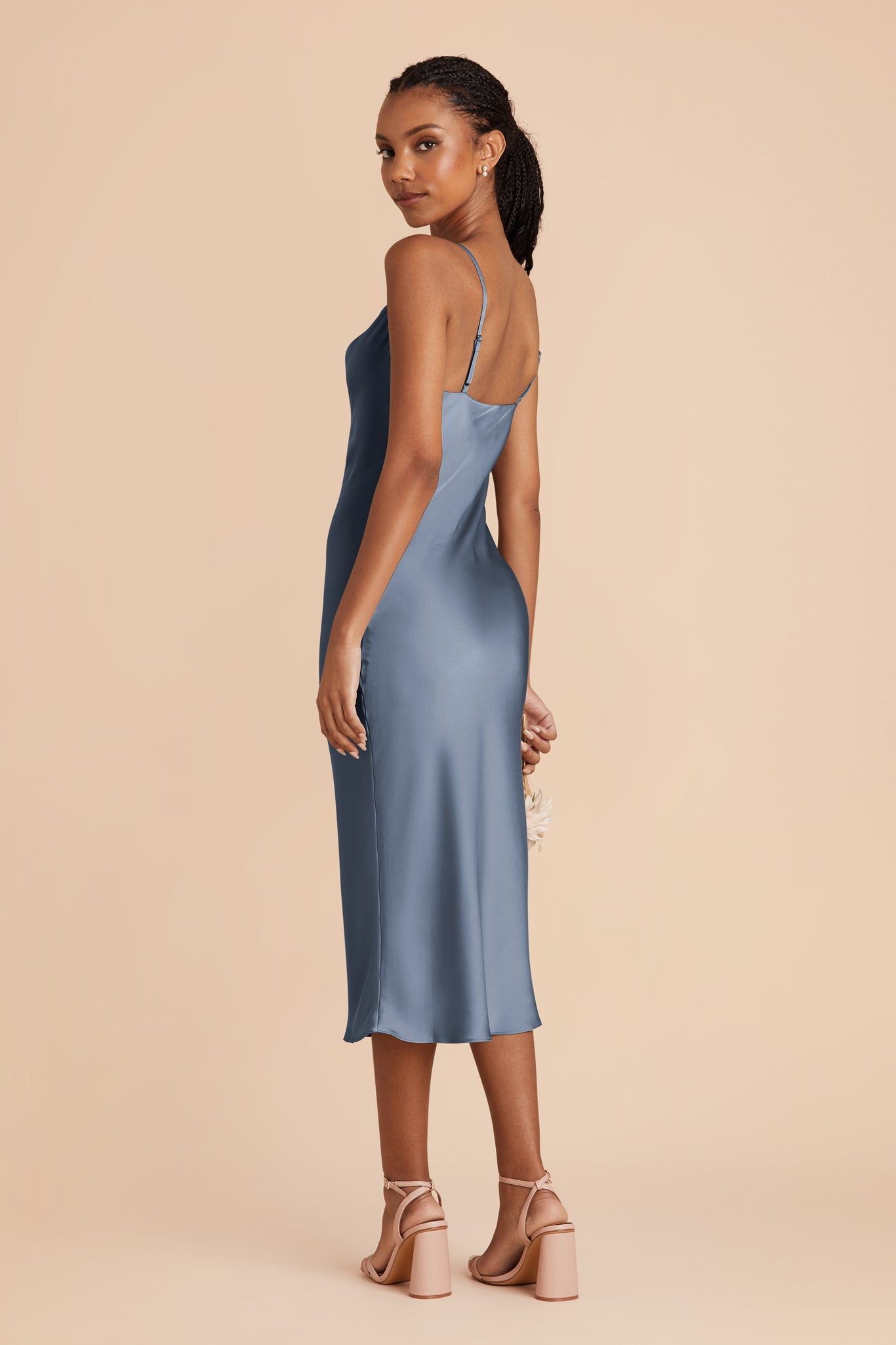 French Blue Lisa Matte Satin Midi Dress by Birdy Grey