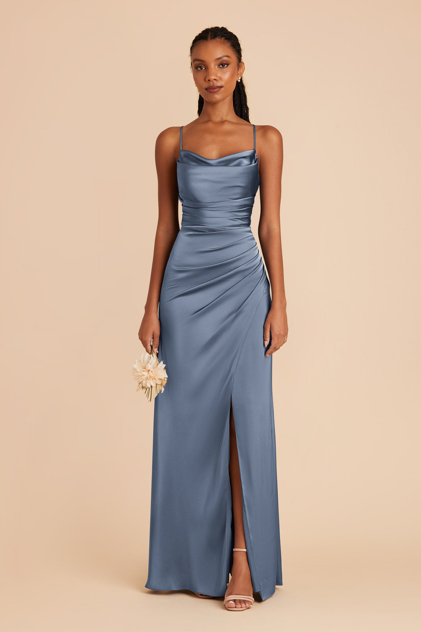 French Blue Lydia Matte Satin Dress by Birdy Grey