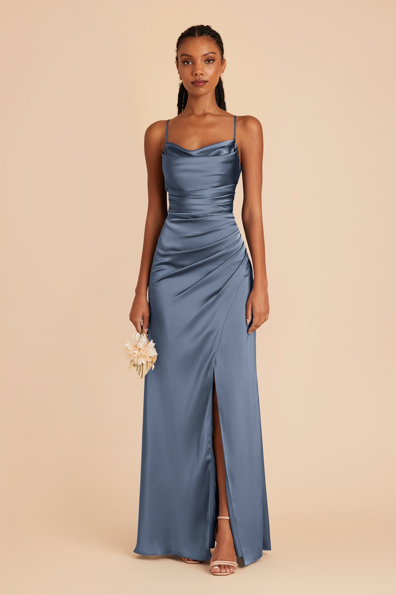 French Blue Lydia Matte Satin Dress by Birdy Grey