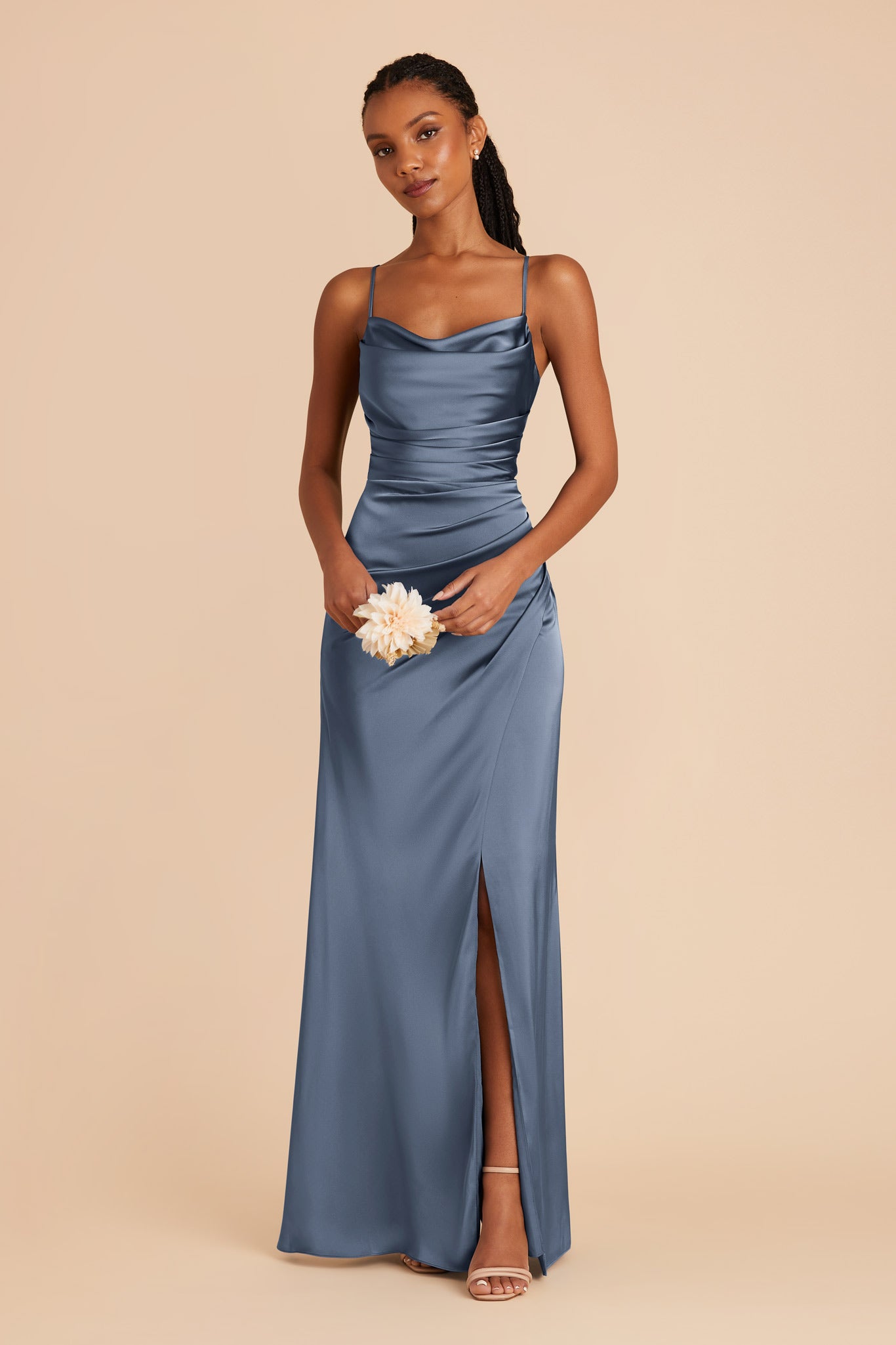 French Blue Lydia Matte Satin Dress by Birdy Grey