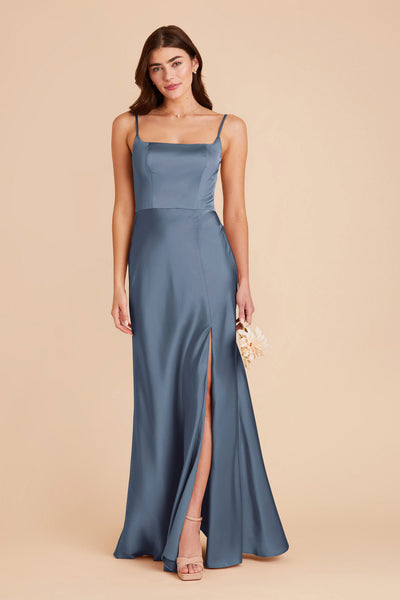 French Blue Mai Matte Satin Dress by Birdy Grey