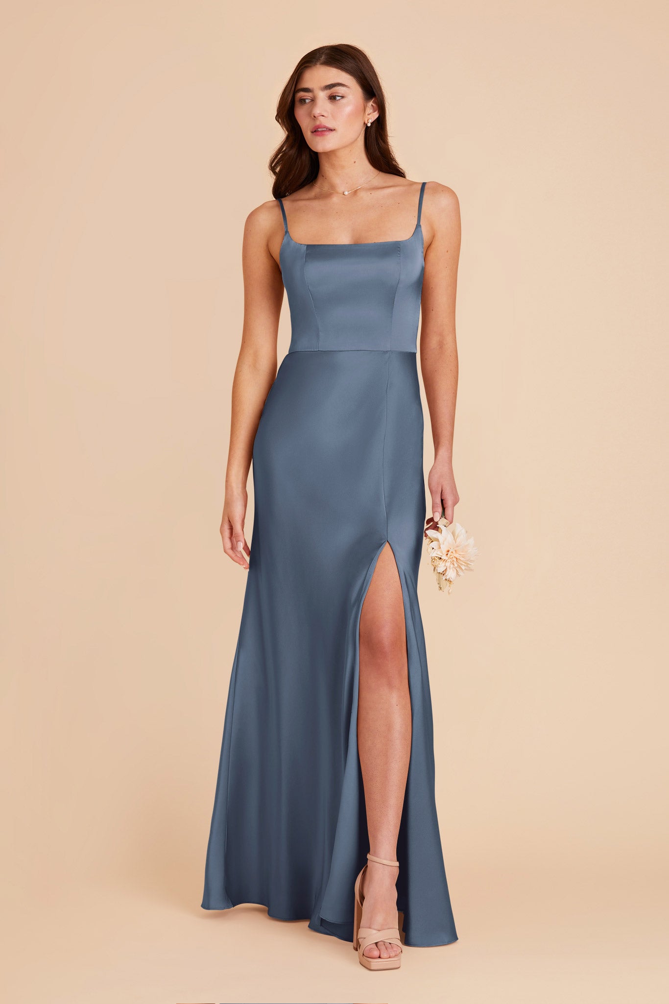 French Blue Mai Matte Satin Dress by Birdy Grey