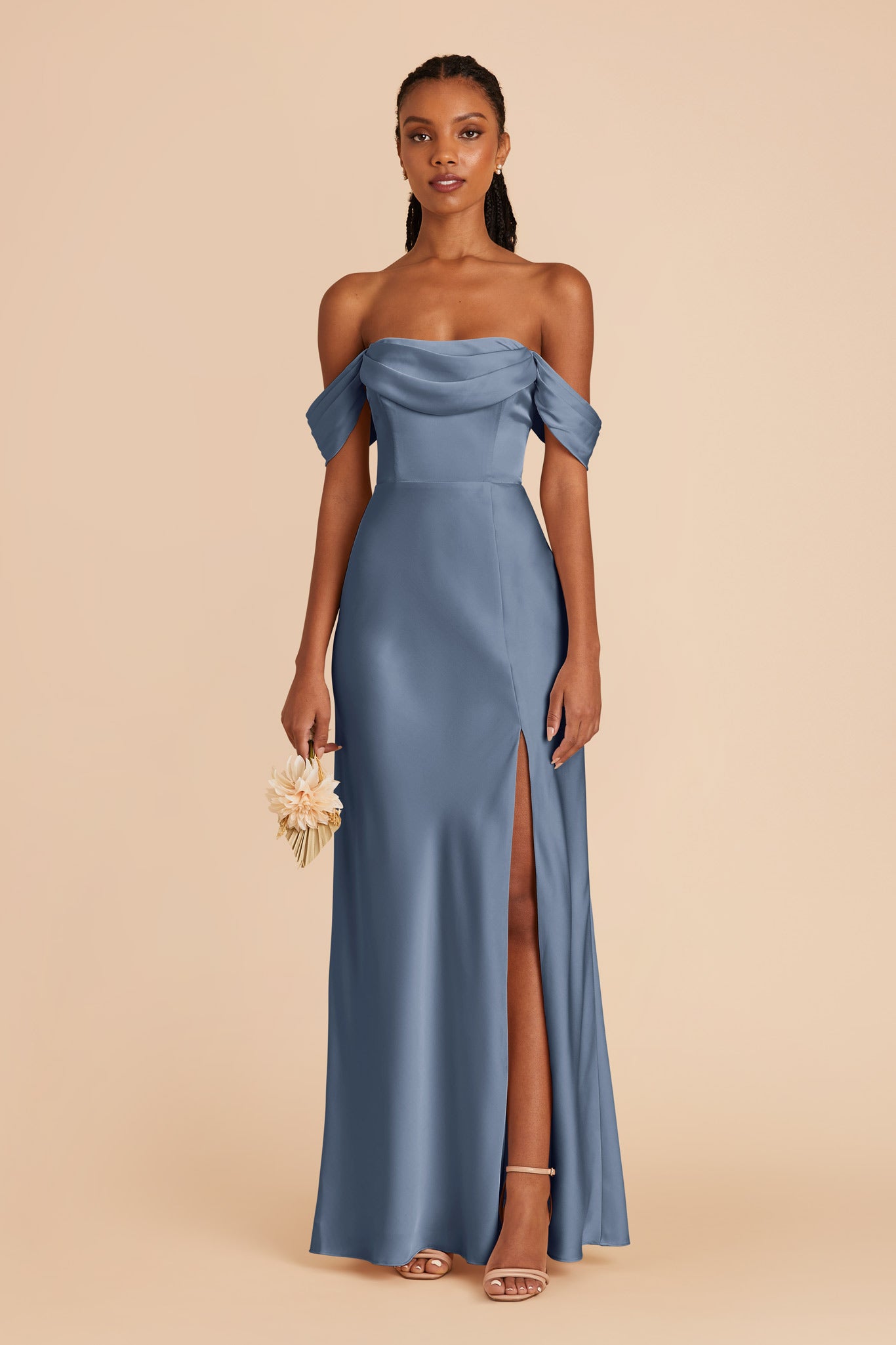 French Blue Mia Matte Satin Convertible Dress by Birdy Grey