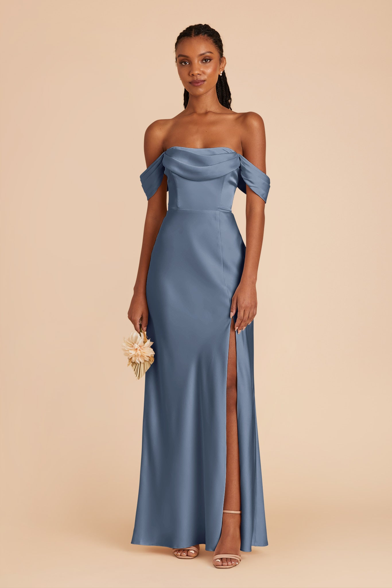 French Blue Mia Matte Satin Convertible Dress by Birdy Grey