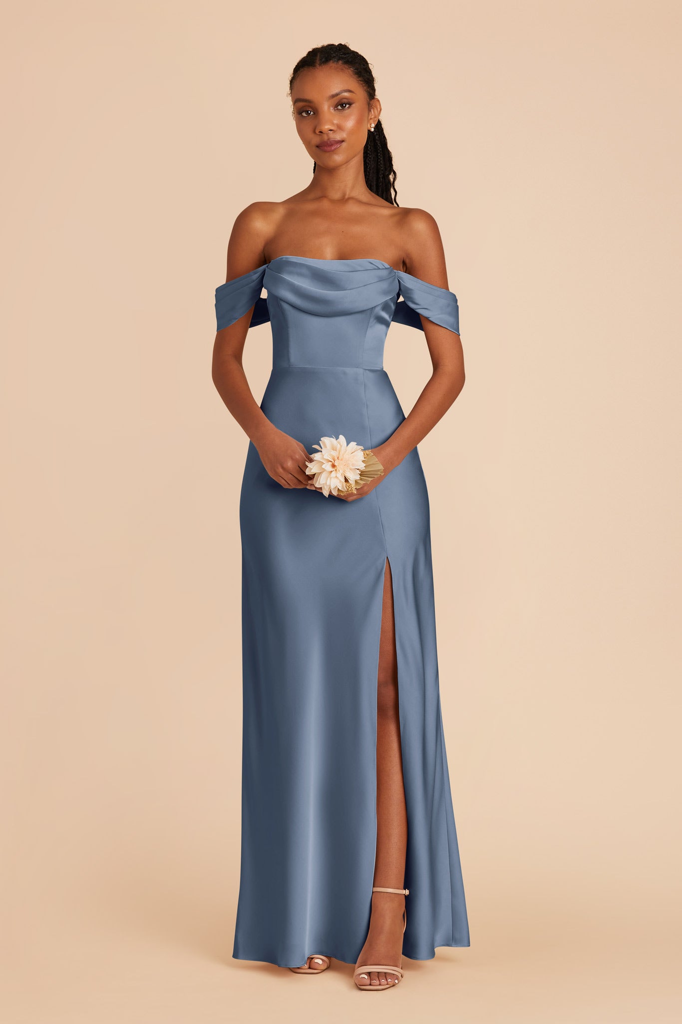 French Blue Mia Matte Satin Convertible Dress by Birdy Grey