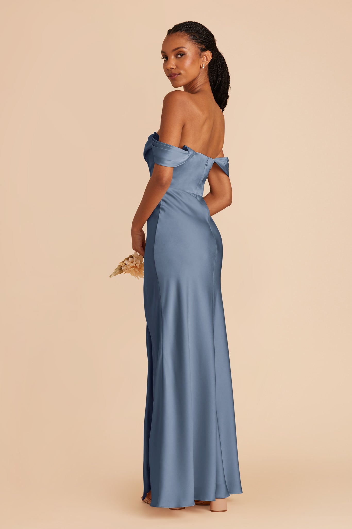 French Blue Mia Matte Satin Convertible Dress by Birdy Grey