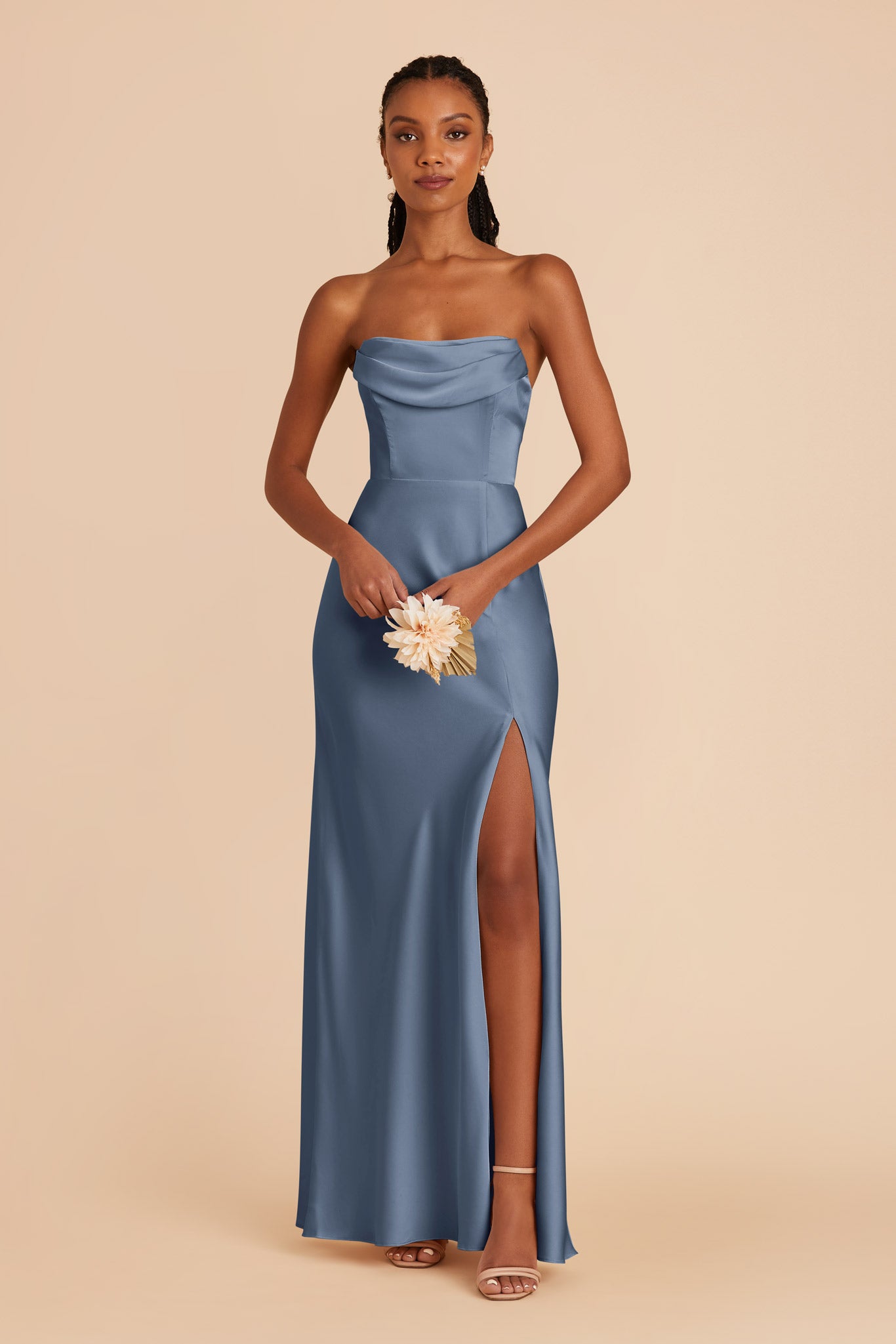 French Blue Mia Matte Satin Convertible Dress by Birdy Grey