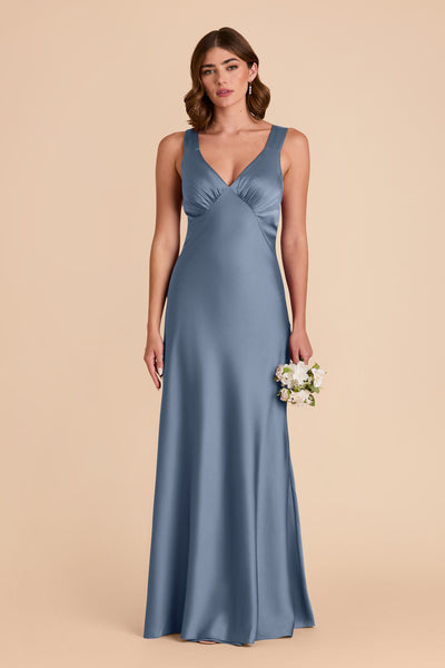 French Blue Veronica Matte Satin Dress by Birdy Grey