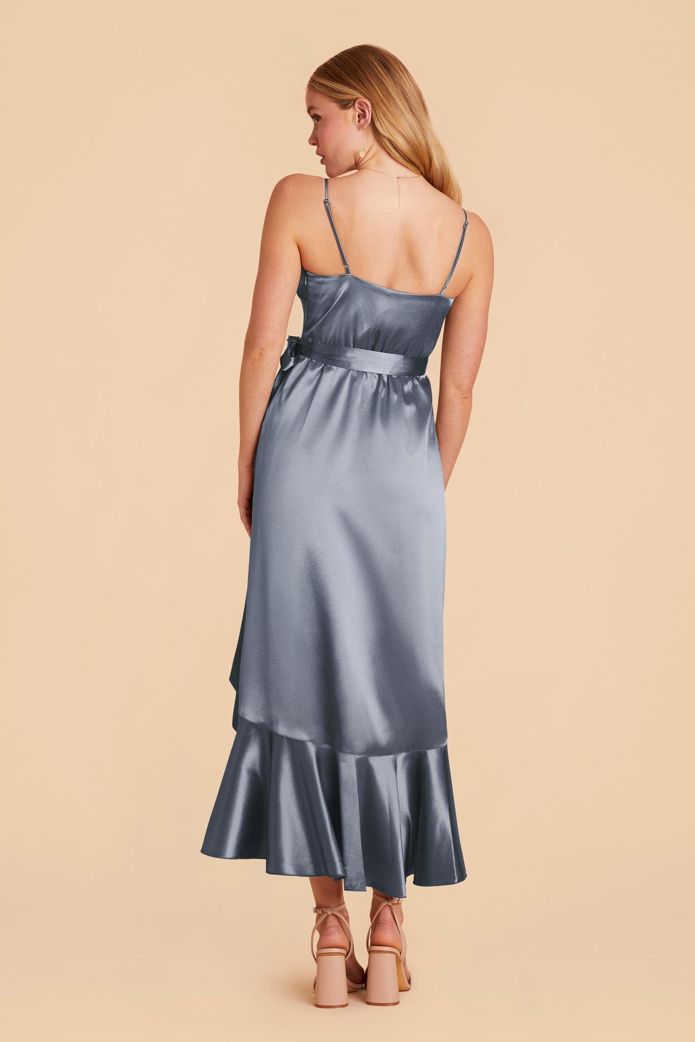 French Blue YC Satin Midi Dress by Birdy Grey