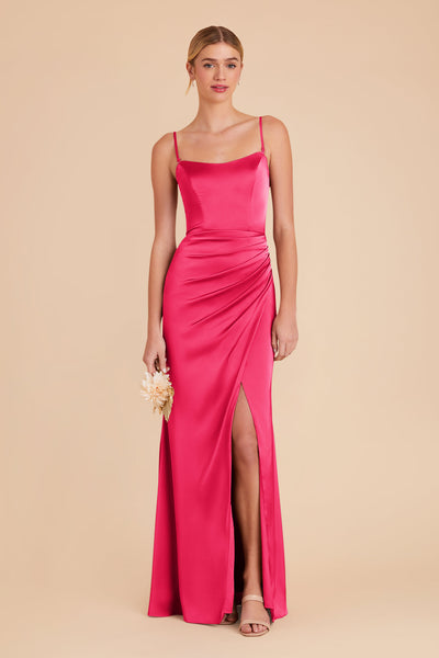 Anne Matte Satin Fuchsia Dress by Birdy Grey