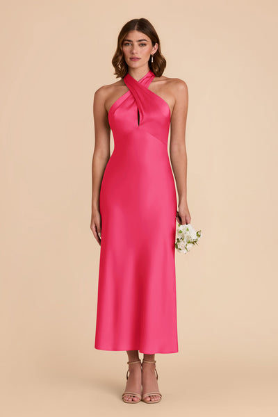 Fuchsia Monique Matte Satin Dress by Birdy Grey