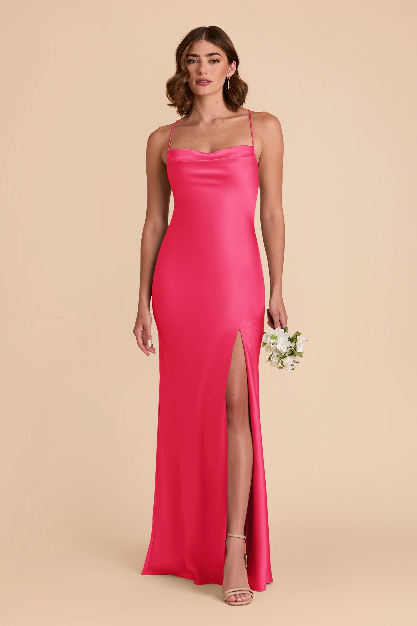 Fuchsia Olivia Matte Satin Dress by Birdy Grey