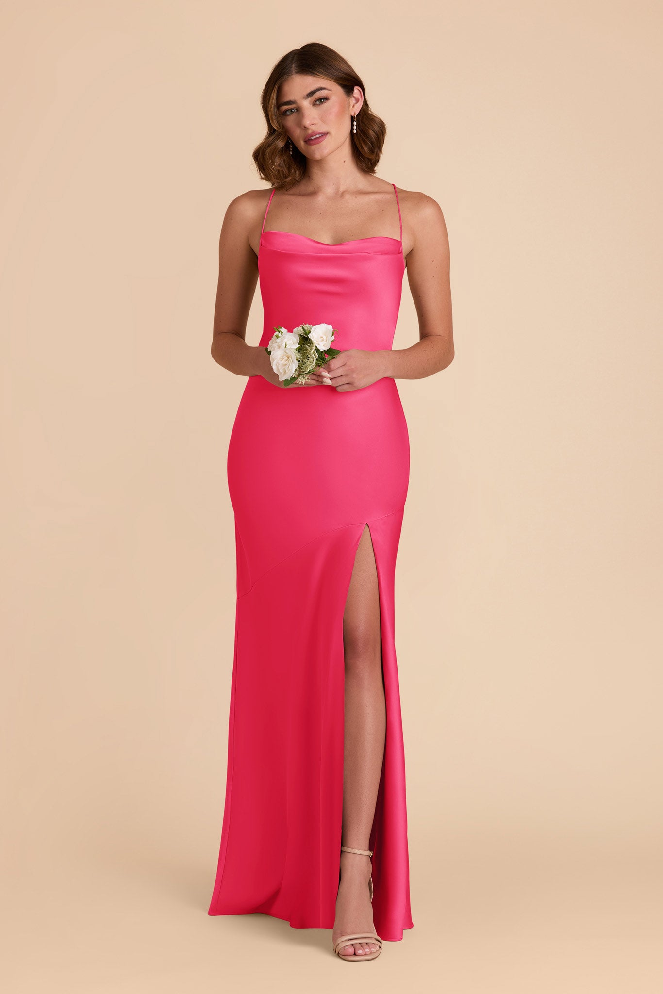 Fuchsia Olivia Matte Satin Dress by Birdy Grey