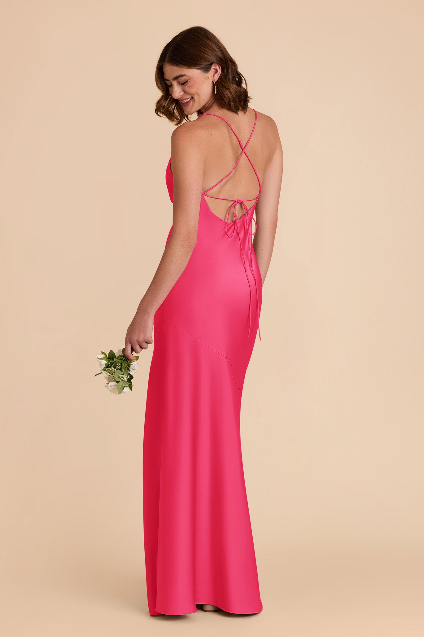 Fuchsia Olivia Matte Satin Dress by Birdy Grey