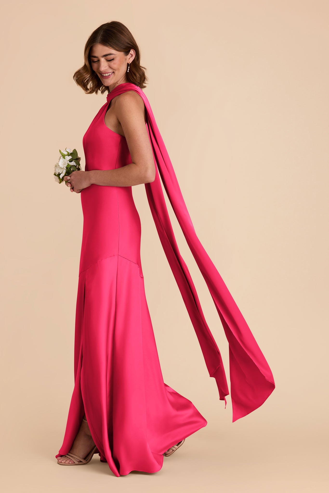 Fuchsia Eileen Matte Satin Dress by Birdy Grey