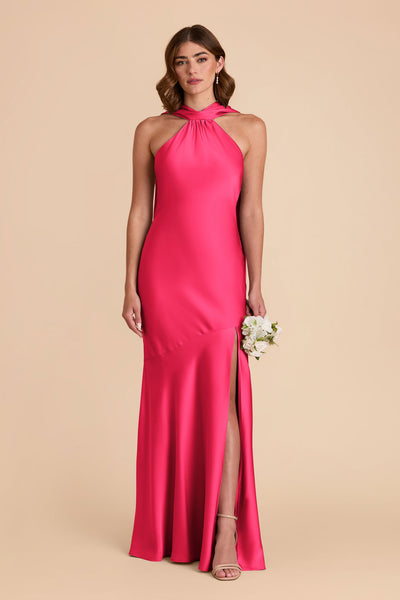 Fuchsia Eileen Matte Satin Dress by Birdy Grey