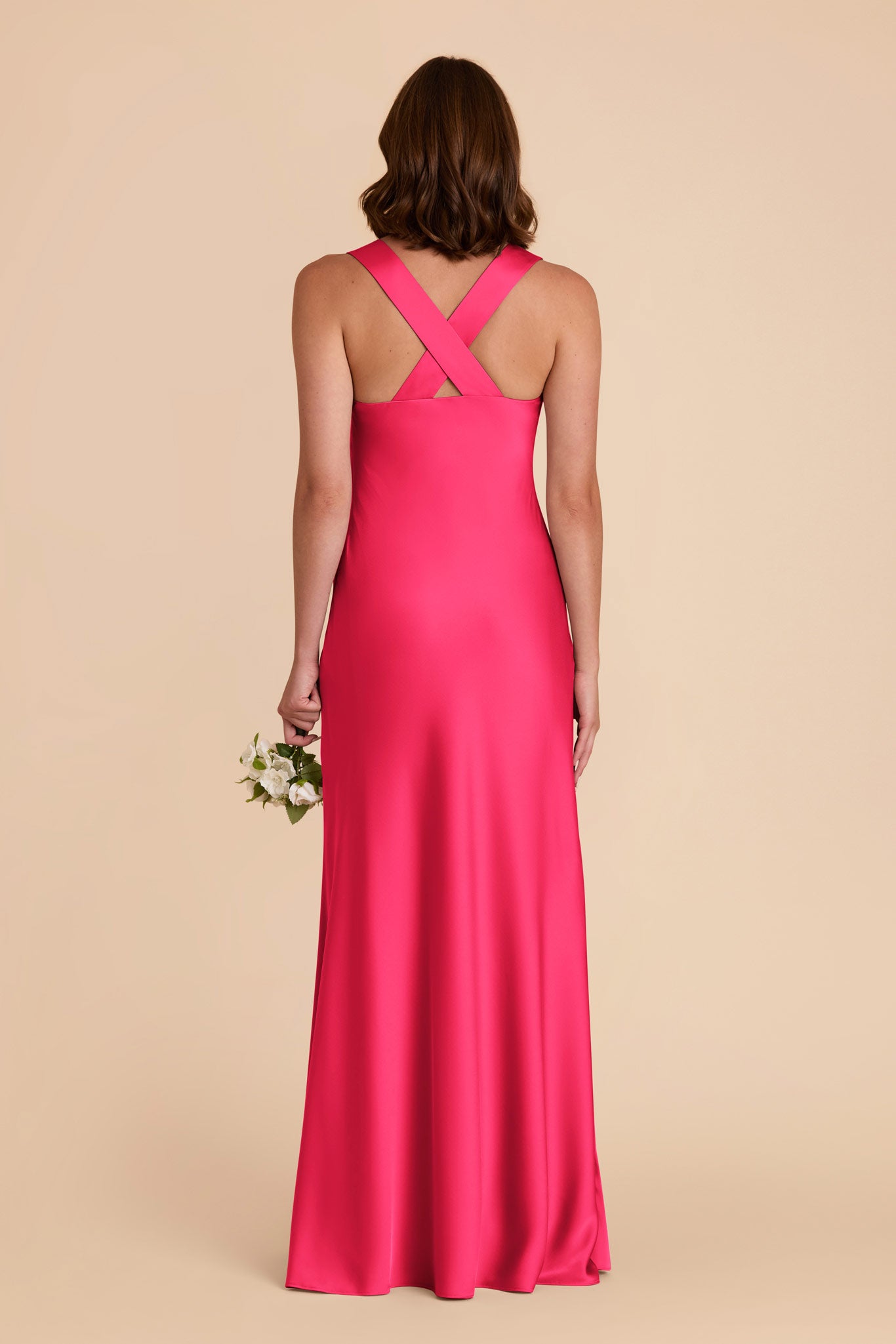  Fuschia Veronica Matte Satin Dress by Birdy Grey