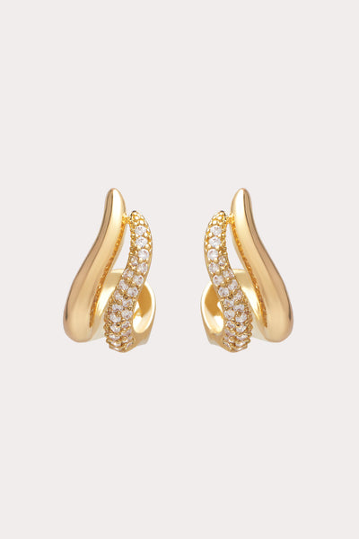 Gold Brixton Pave Earrings by Birdy Grey