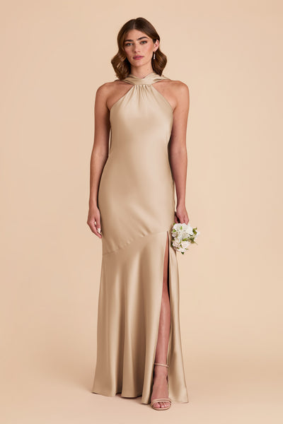 Gold Eileen Matte Satin Dress by Birdy Grey