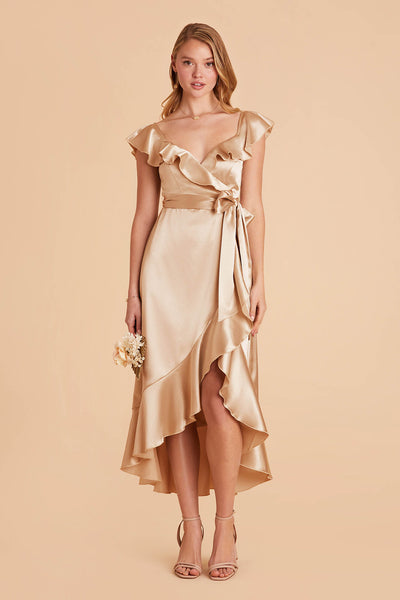 Gold James Satin Midi Dress by Birdy Grey