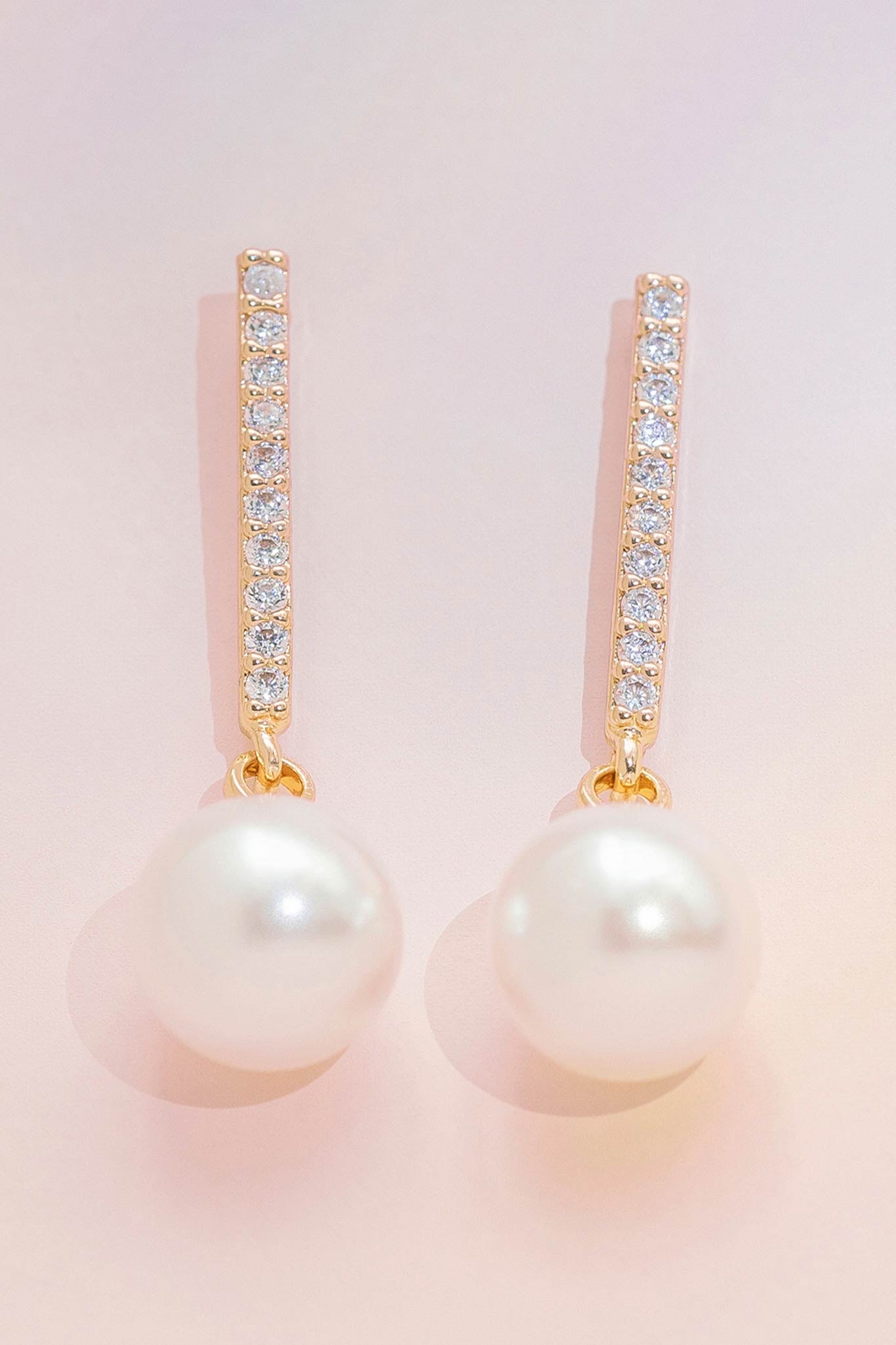 Rose gold pearl drop earrings online