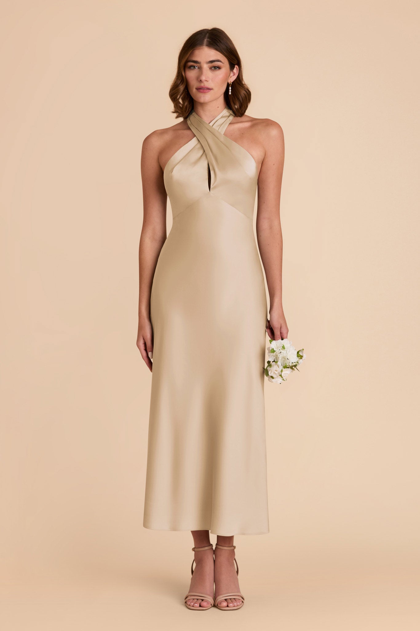 Gold Monique Matte Satin Dress by Birdy Grey