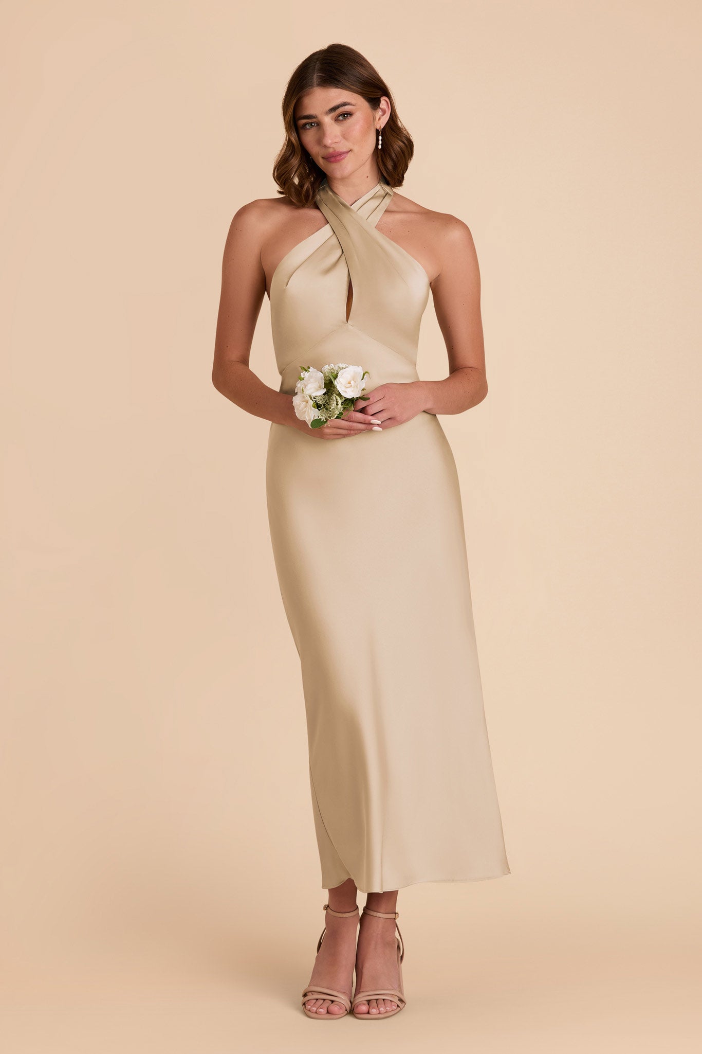 Gold Monique Matte Satin Dress by Birdy Grey