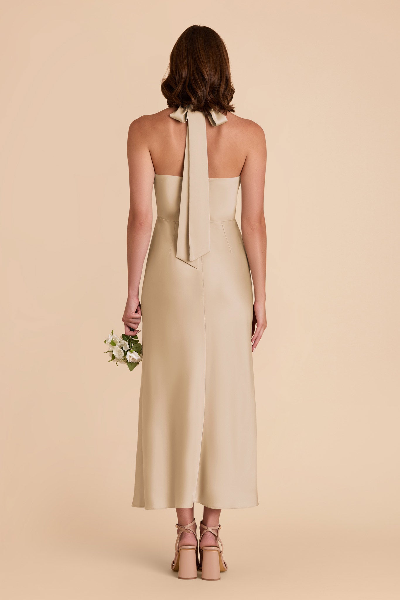 Gold Monique Matte Satin Dress by Birdy Grey