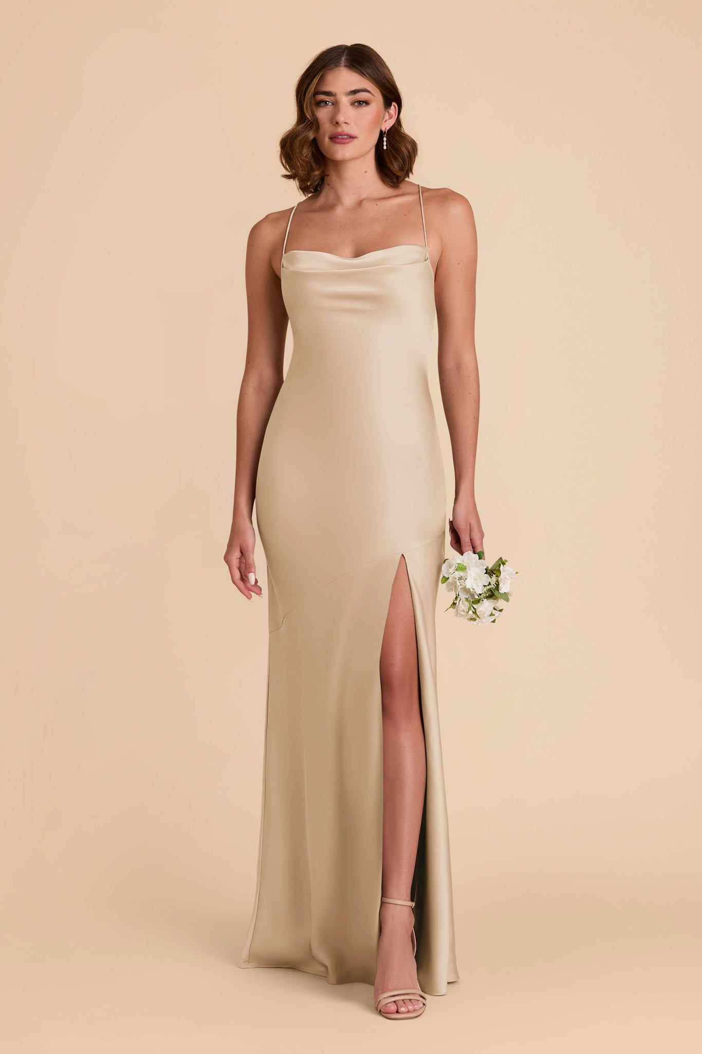 Gold Olivia Matte Satin Dress by Birdy Grey