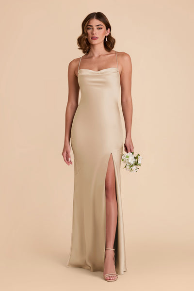 Gold Olivia Matte Satin Dress by Birdy Grey