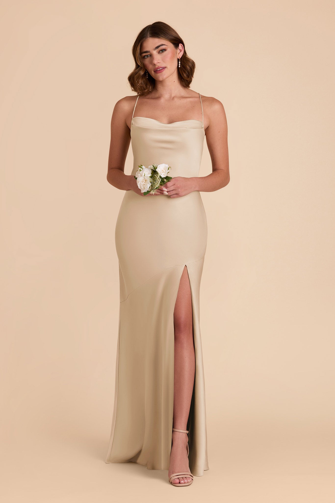 Gold Olivia Matte Satin Dress by Birdy Grey