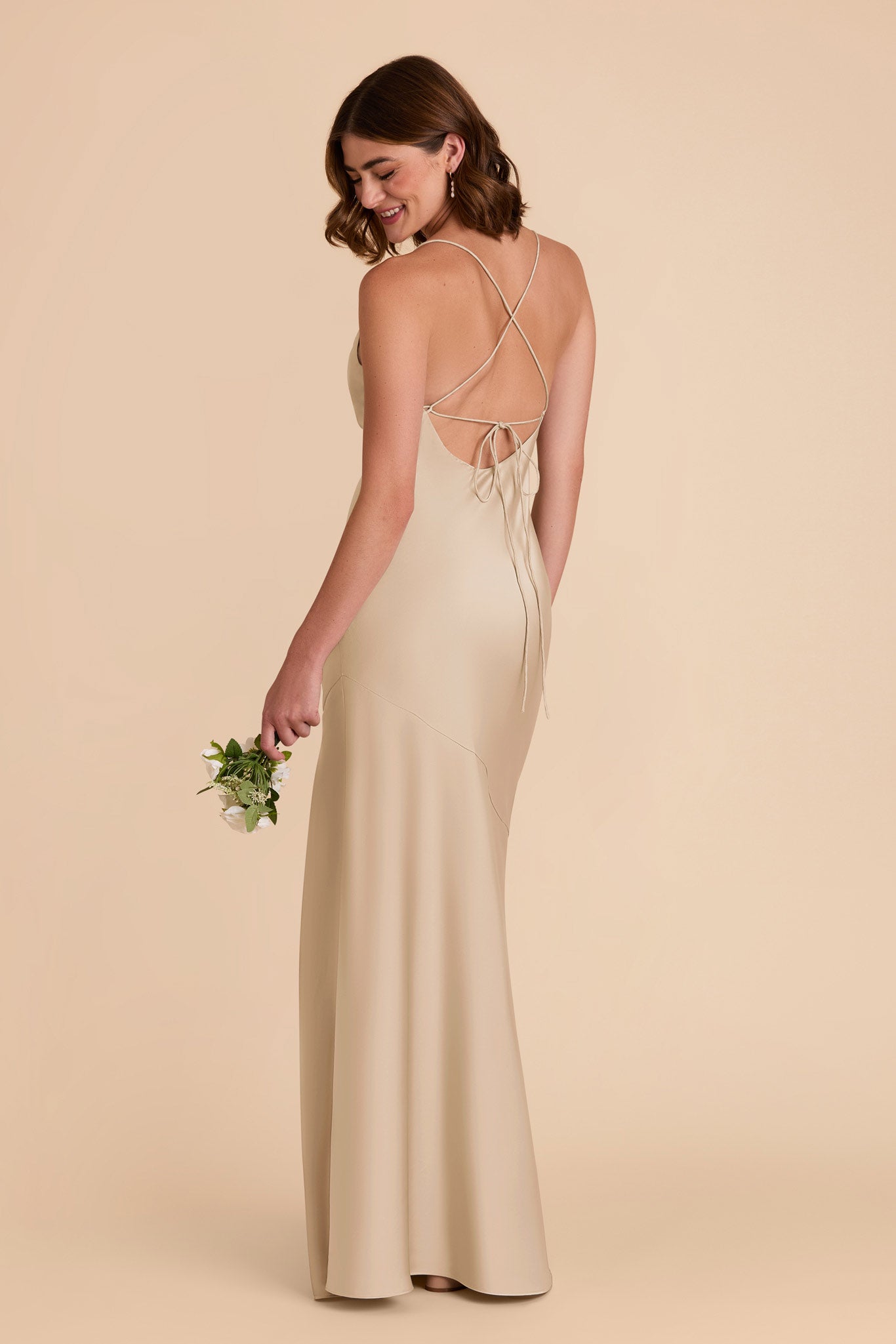 Gold Olivia Matte Satin Dress by Birdy Grey