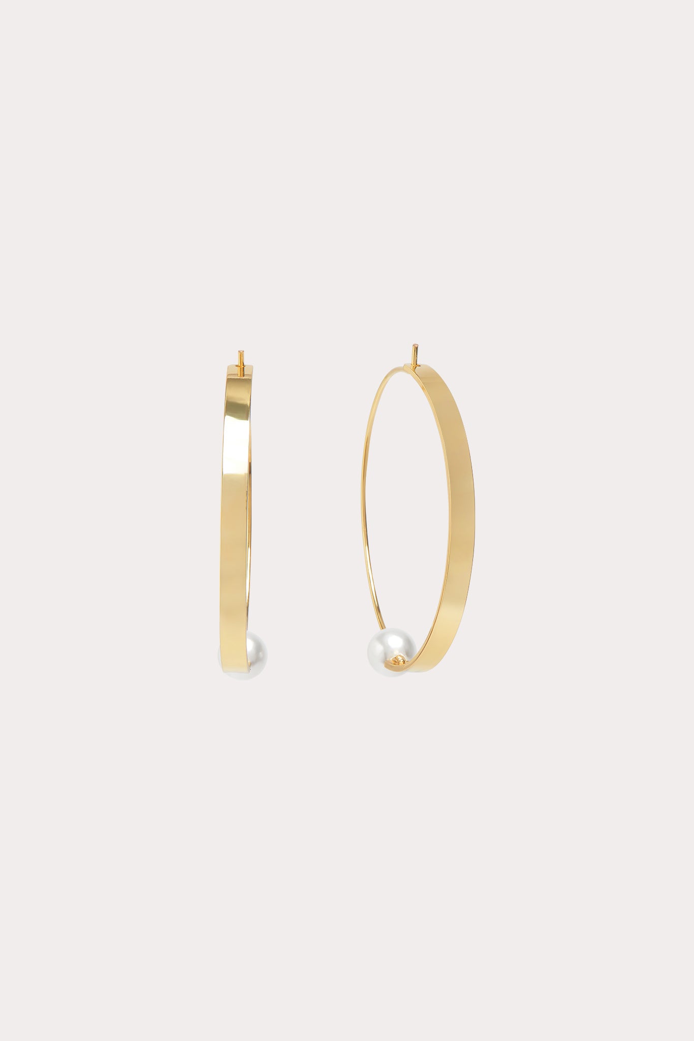 Gold South Beach Pearl Hoop Earrings by Birdy Grey