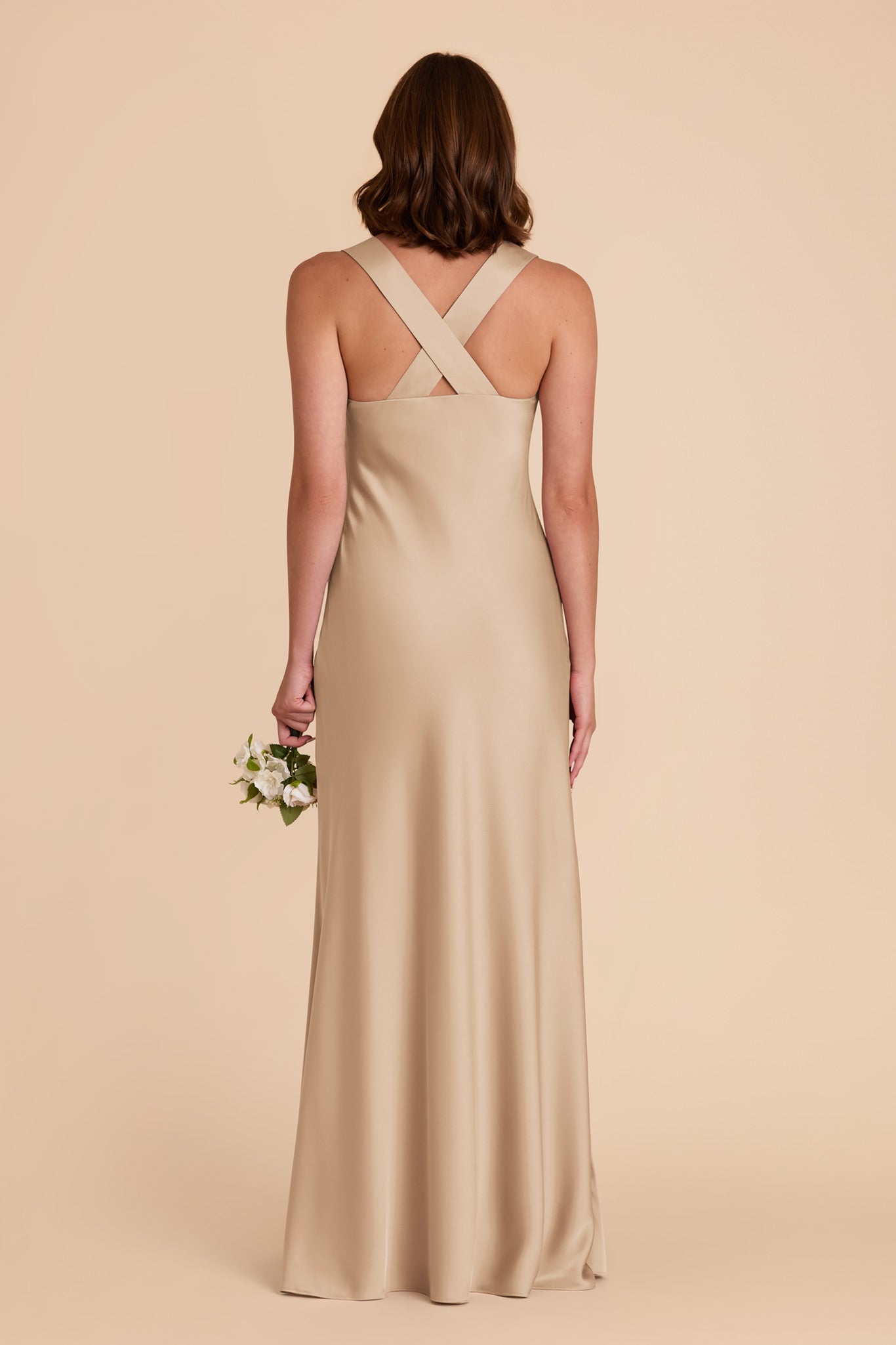 Gold Veronica Matte Satin Dress by Birdy Grey