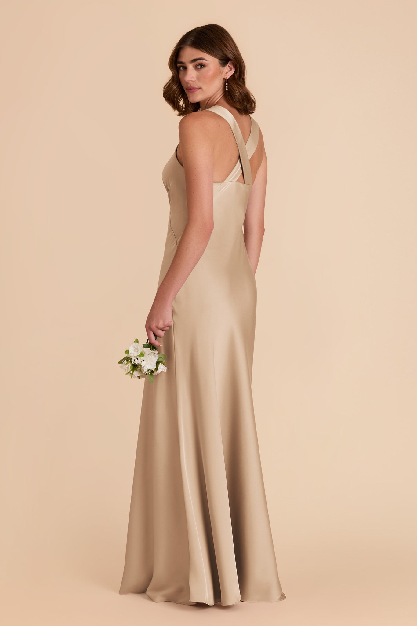 Gold Veronica Matte Satin Dress by Birdy Grey