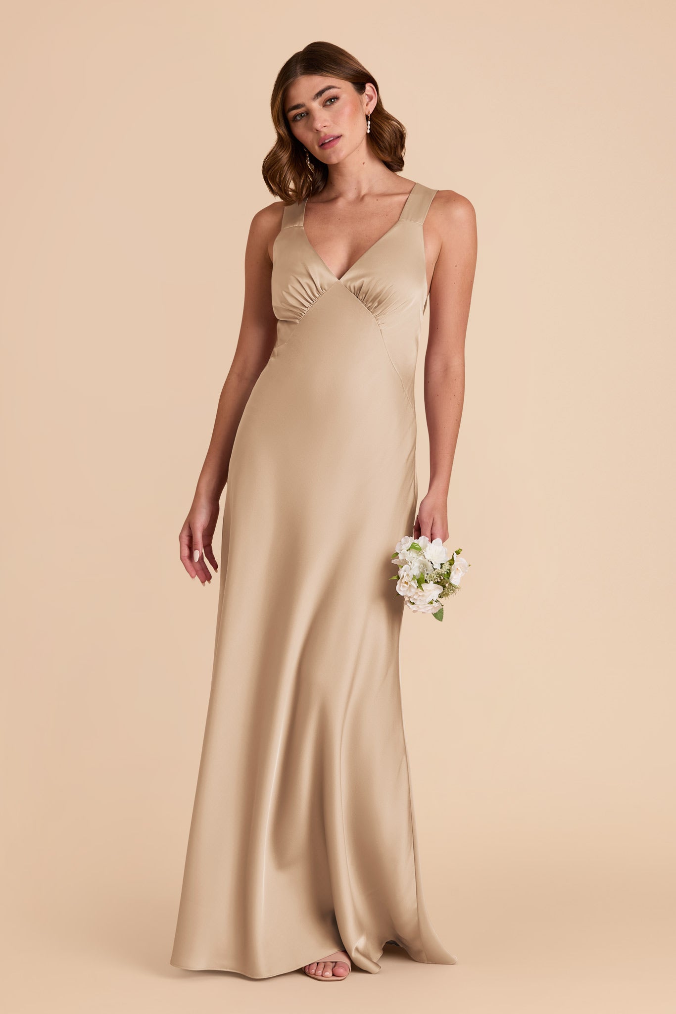 Gold Veronica Matte Satin Dress by Birdy Grey