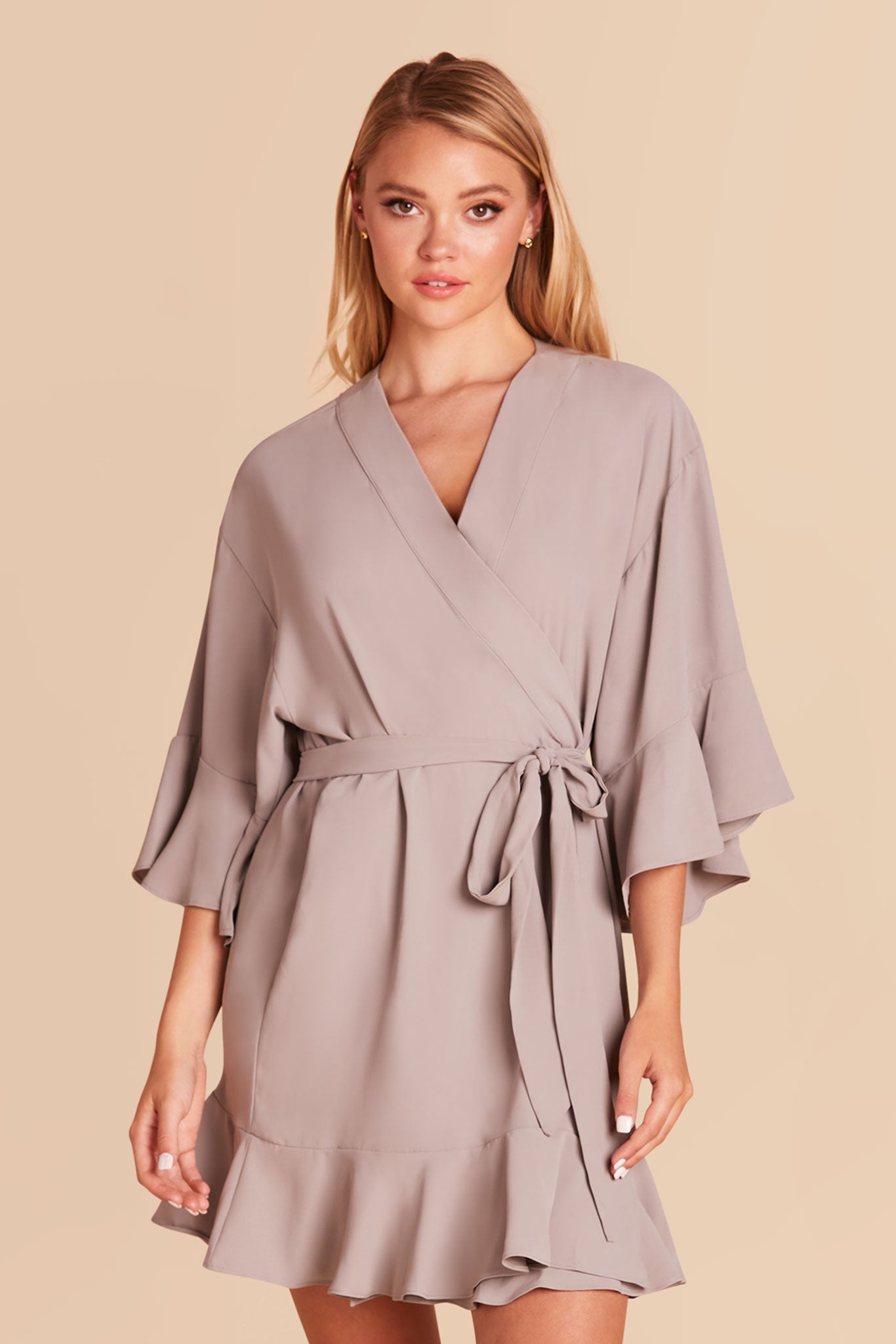 Gray Kenny Ruffle Robe by Birdy Grey