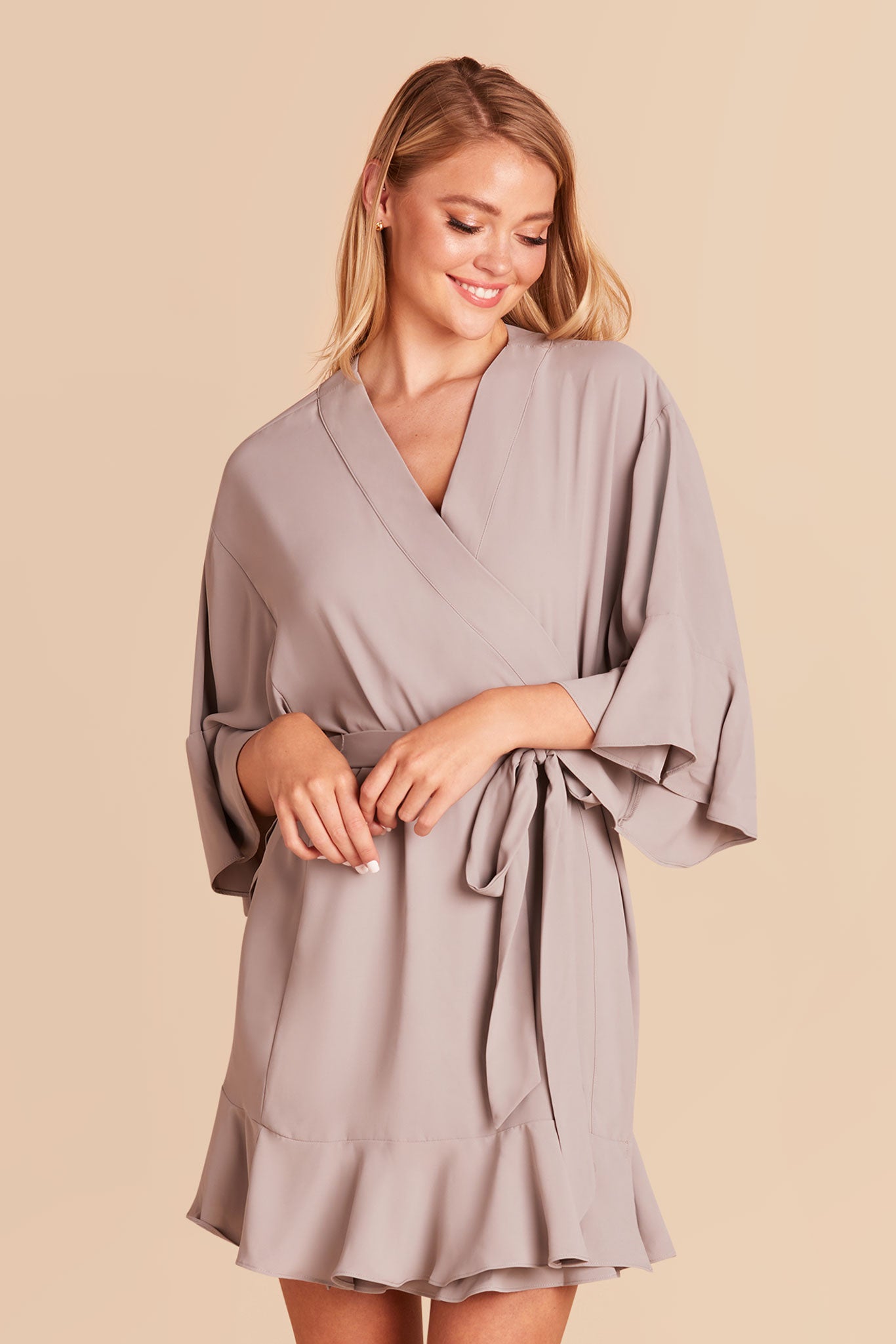 Gray Kenny Ruffle Robe by Birdy Grey