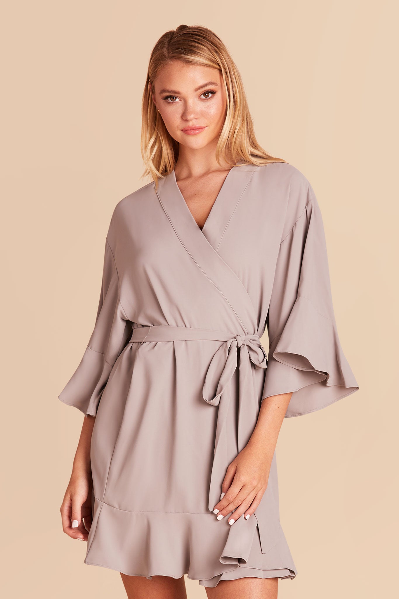 Gray Kenny Ruffle Robe by Birdy Grey