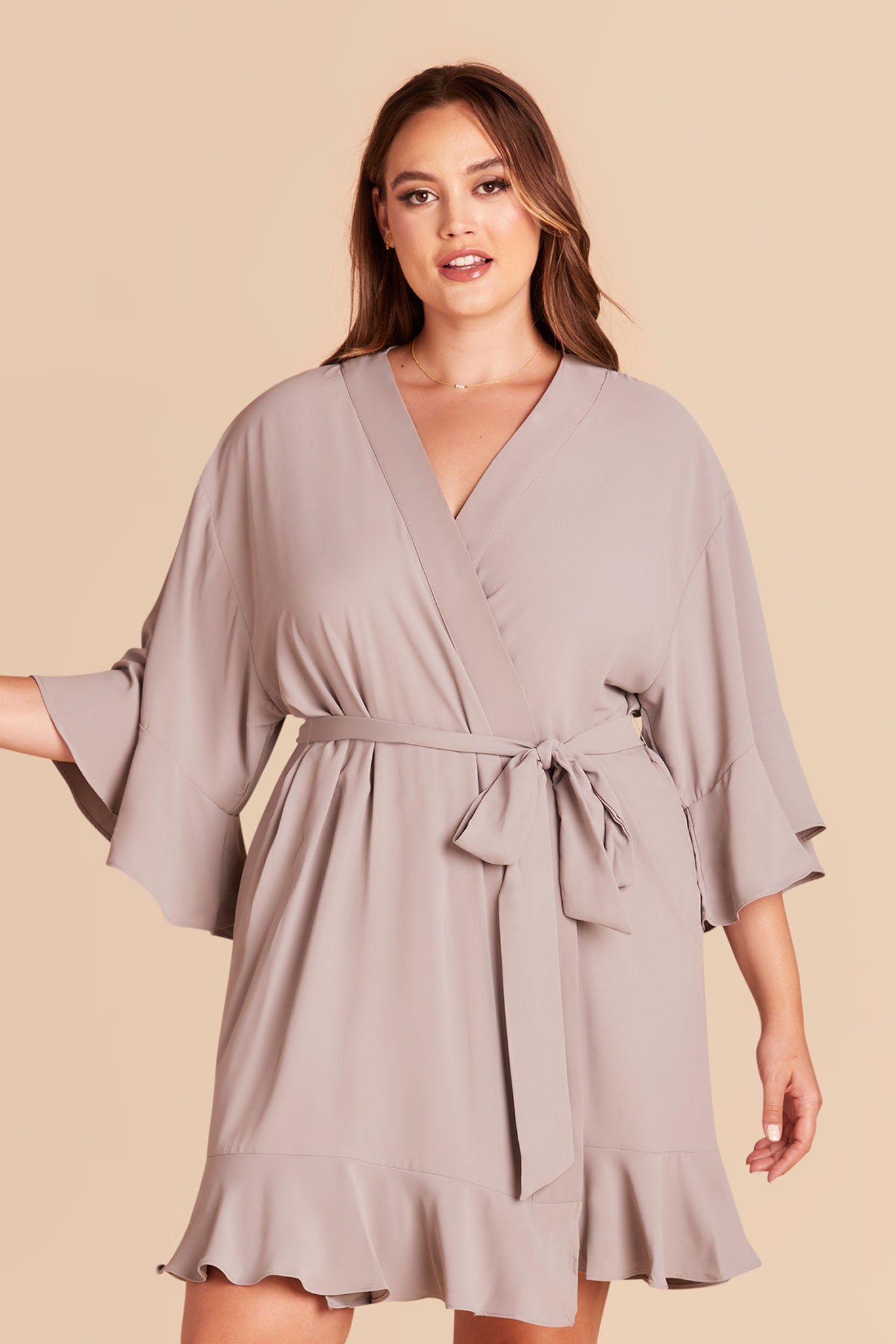 Gray Kenny Ruffle Robe by Birdy Grey