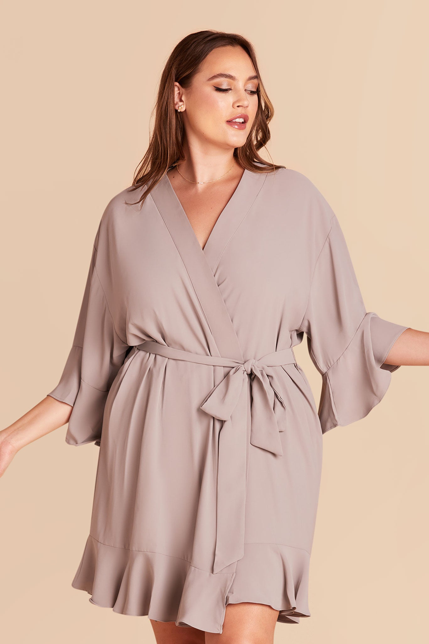 Gray Kenny Ruffle Robe by Birdy Grey