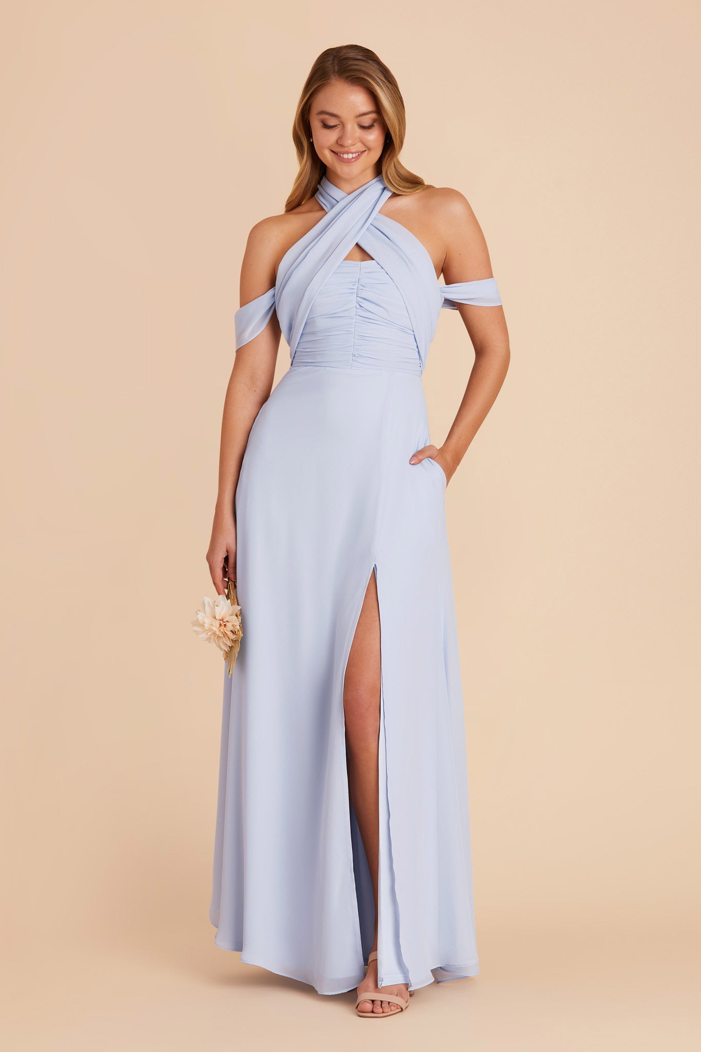 Ice Blue Cara Chiffon Dress by Birdy Grey