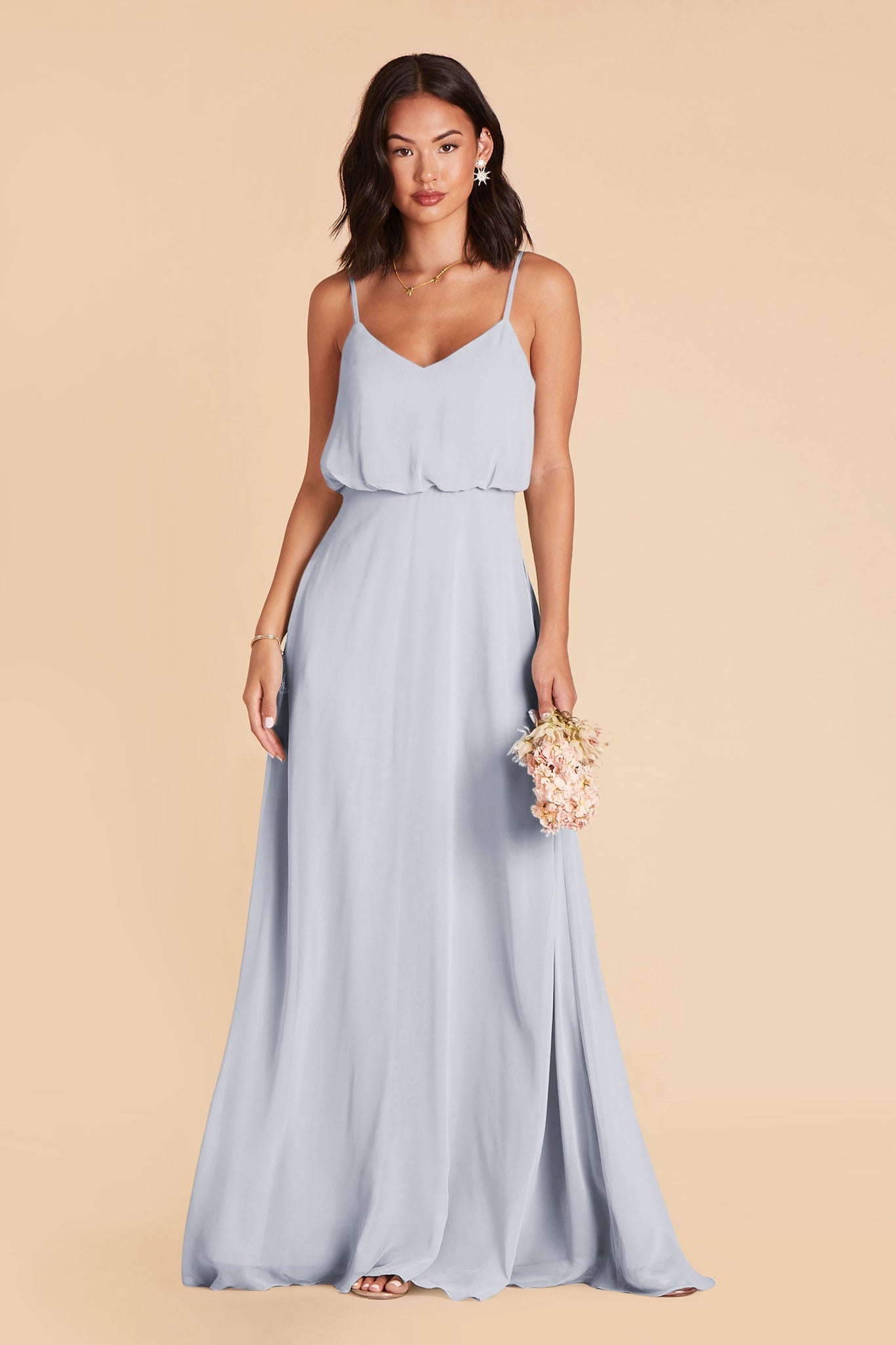 Gwennie Chiffon Bridesmaid Dress in Ice Blue Birdy Grey