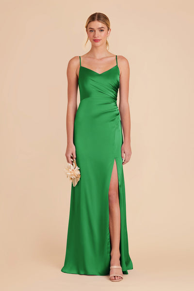  Kelly Green Catherine Matte Satin Dress by Birdy Grey