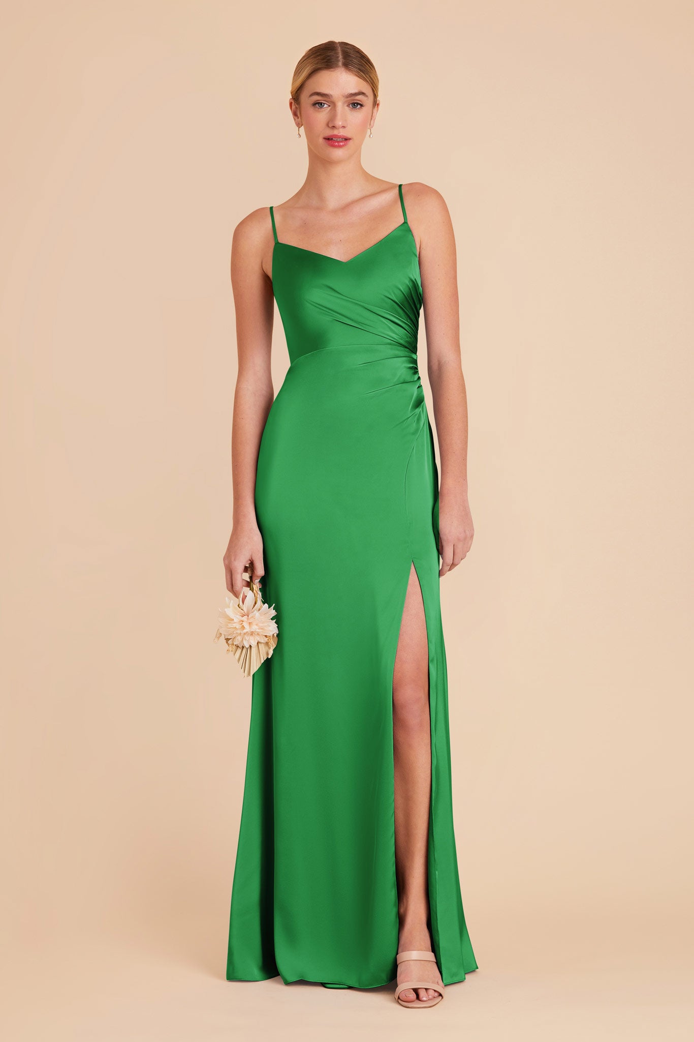  Kelly Green Catherine Matte Satin Dress by Birdy Grey