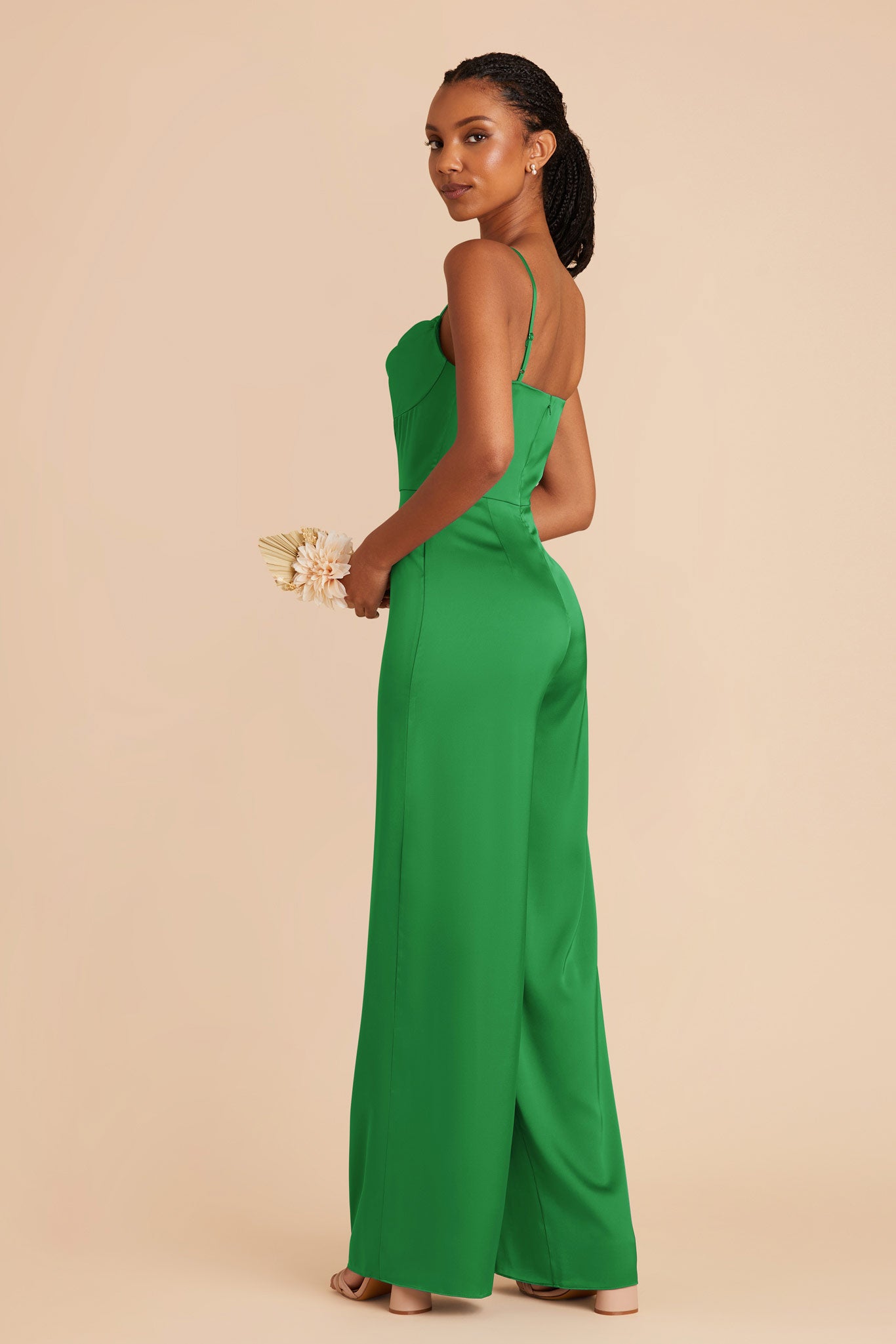 Donna Kelly Green Matte Satin Bridesmaid Jumpsuit Birdy Grey