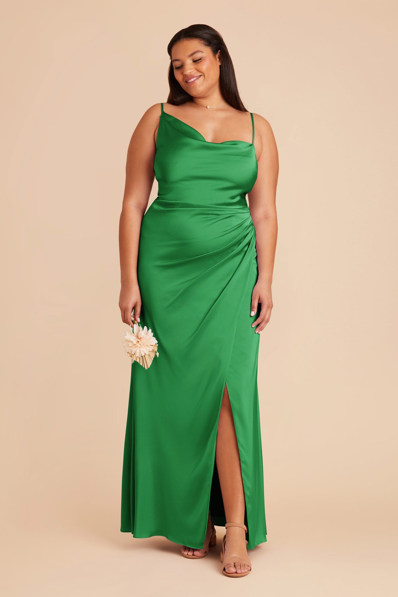 Kelly Green Jennifer Matte Satin Dress by Birdy Grey