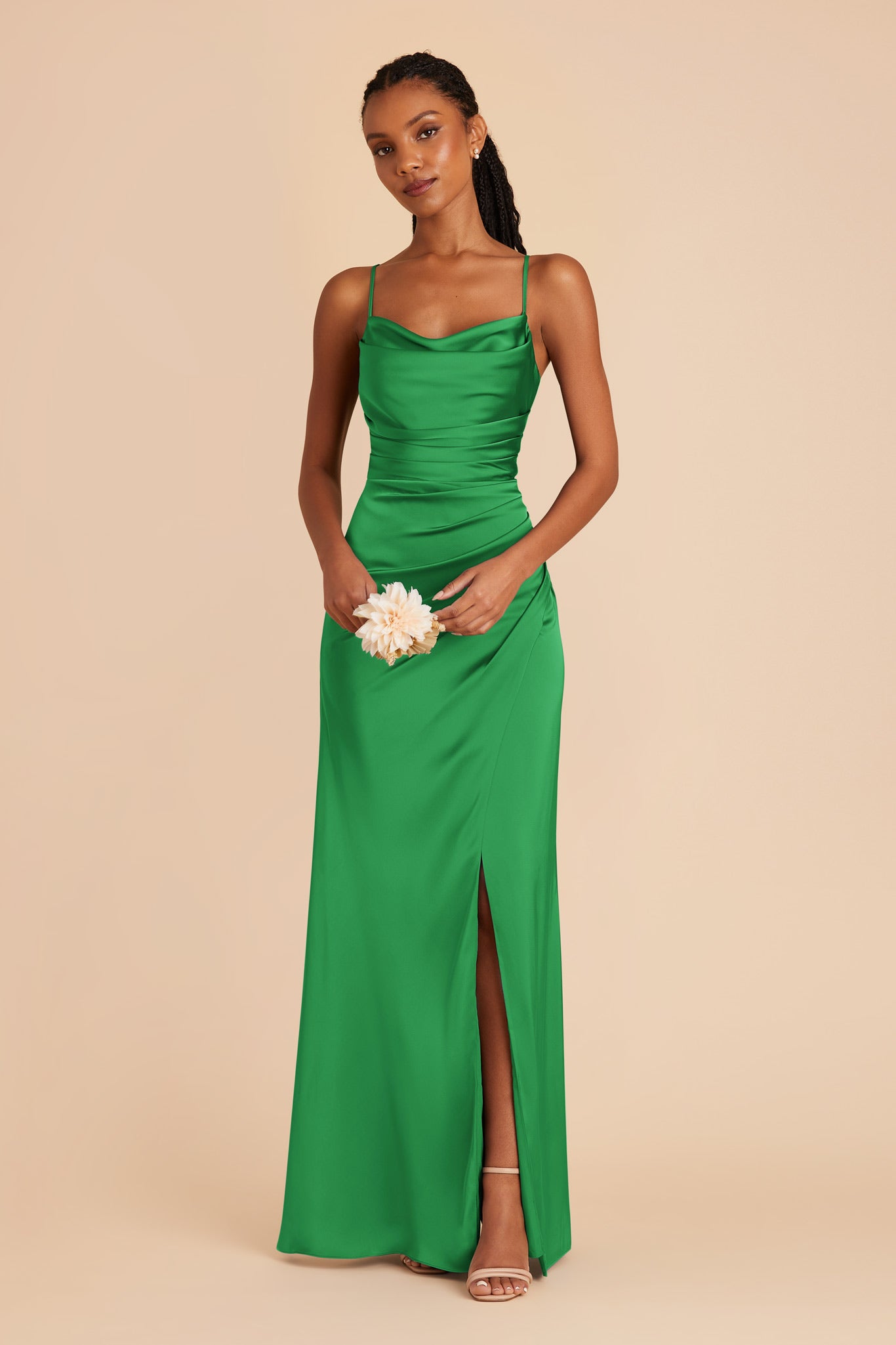 Kelly Green Lydia Matte Satin Dress by Birdy Grey