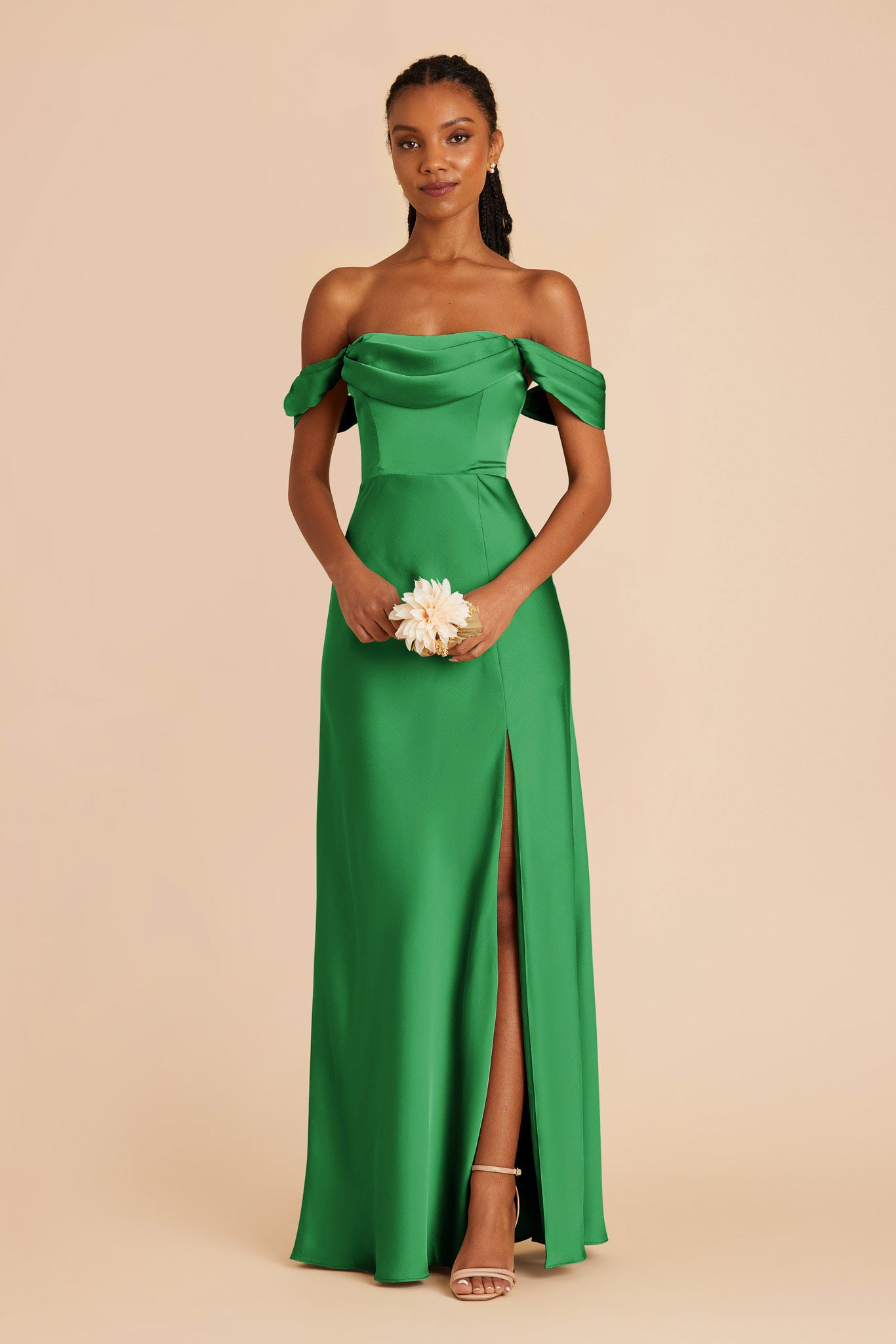 Mia Kelly Green Matte Satin Dress | Birdy Grey